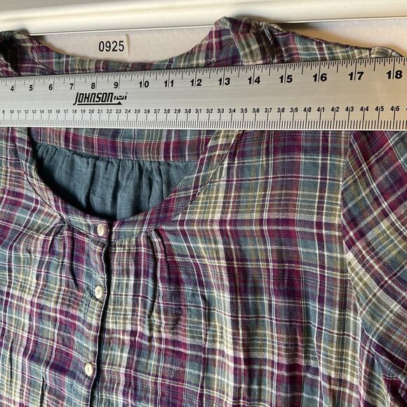 Converse One Star Women Dress 2 Plus Size Purple Plaid Shirt Dress Casual Button - Picture 3 of 11